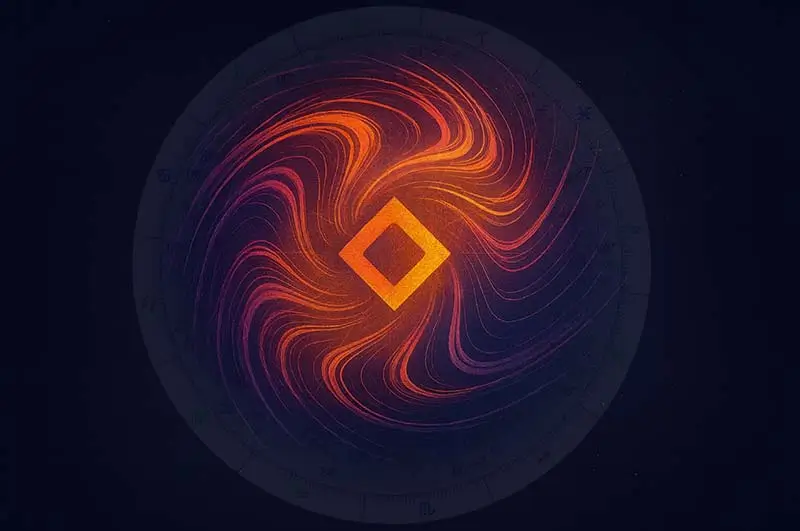 Kare açı, Astrolojide Kare Açı ve Kare Açı Yapan Burçlar – astrolojide kare açı enerjisini ve doğum haritasındaki etkilerini temsil eden soyut görsel.