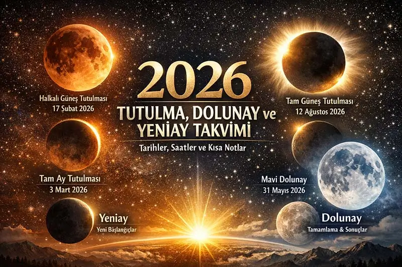 2026 Tutulma, Dolunay ve Yeniay Takvimi