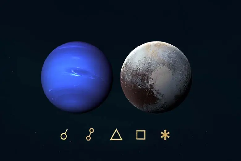 Neptün Pluto açıları, anlamları, açı simgeleri ve etkileri - Neptün Plüton açılarını gösteren görsel resim.