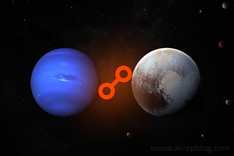 Neptün pluto karşıt açısı – Neptün plüton karşıtlığı, simgesi ve karşıt açısını gösteren görsel resim.