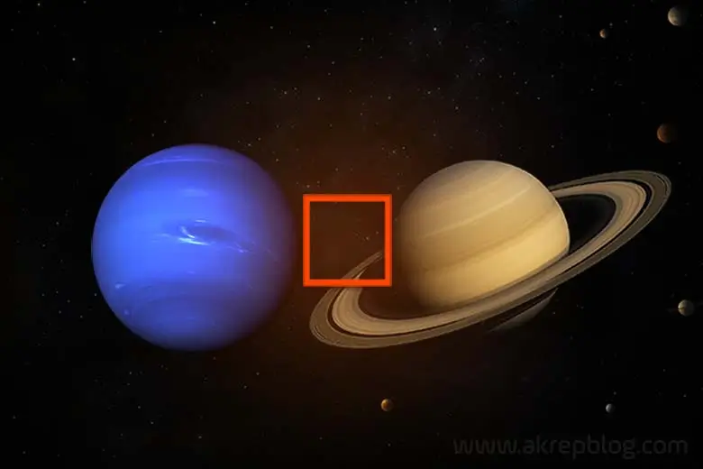 Neptün satürn kare açısı – Neptün satürn karesi, simgesi ve kare açısını gösteren görsel resim.