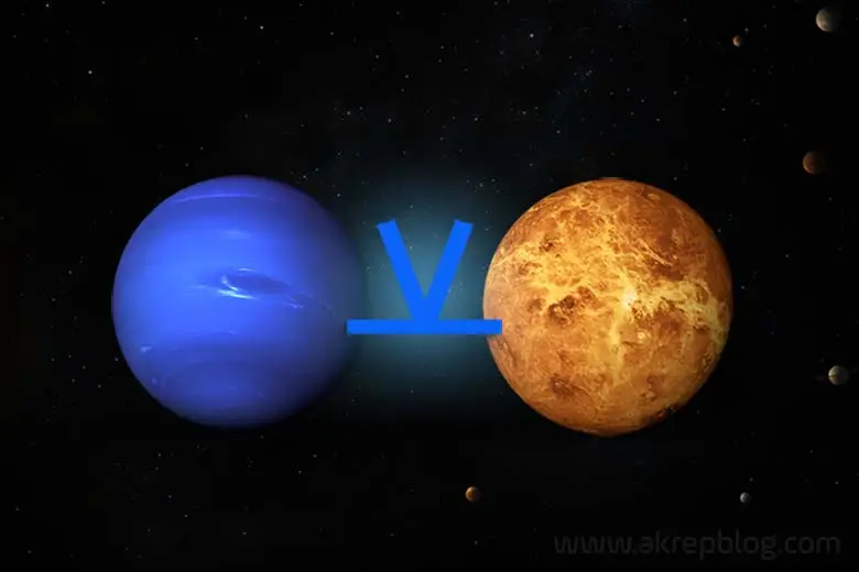Neptün venüs yarı altmışlık açısı – Neptün venüs yarı altmışlığı, simgesi ve açısını gösteren görsel resim.