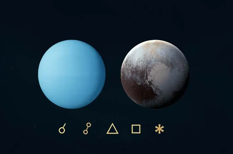 Uranüs pluto açıları, anlamları, açı simgeleri ve etkileri - Uranüs pluton açılarını gösteren görsel resim.
